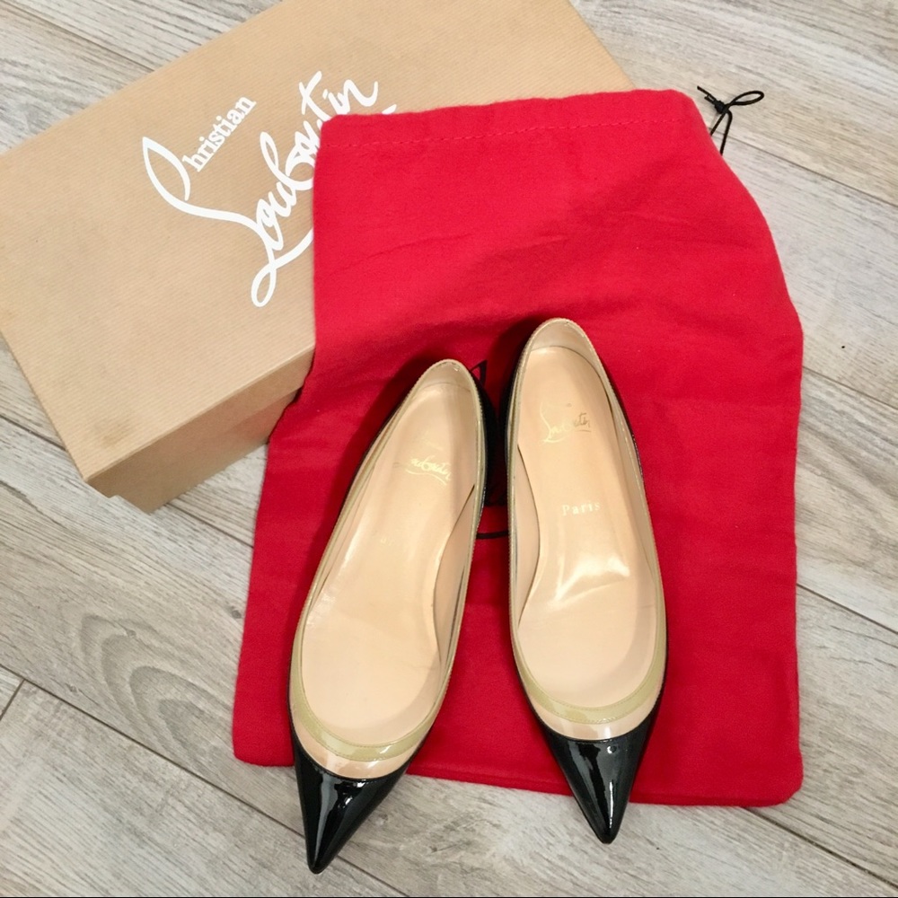 Reposhed Christian Louboutin Black and Cream Women's Flats